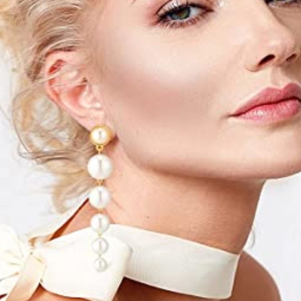 NWT - Elegant + Chic Pearl LONG DROP Earrings